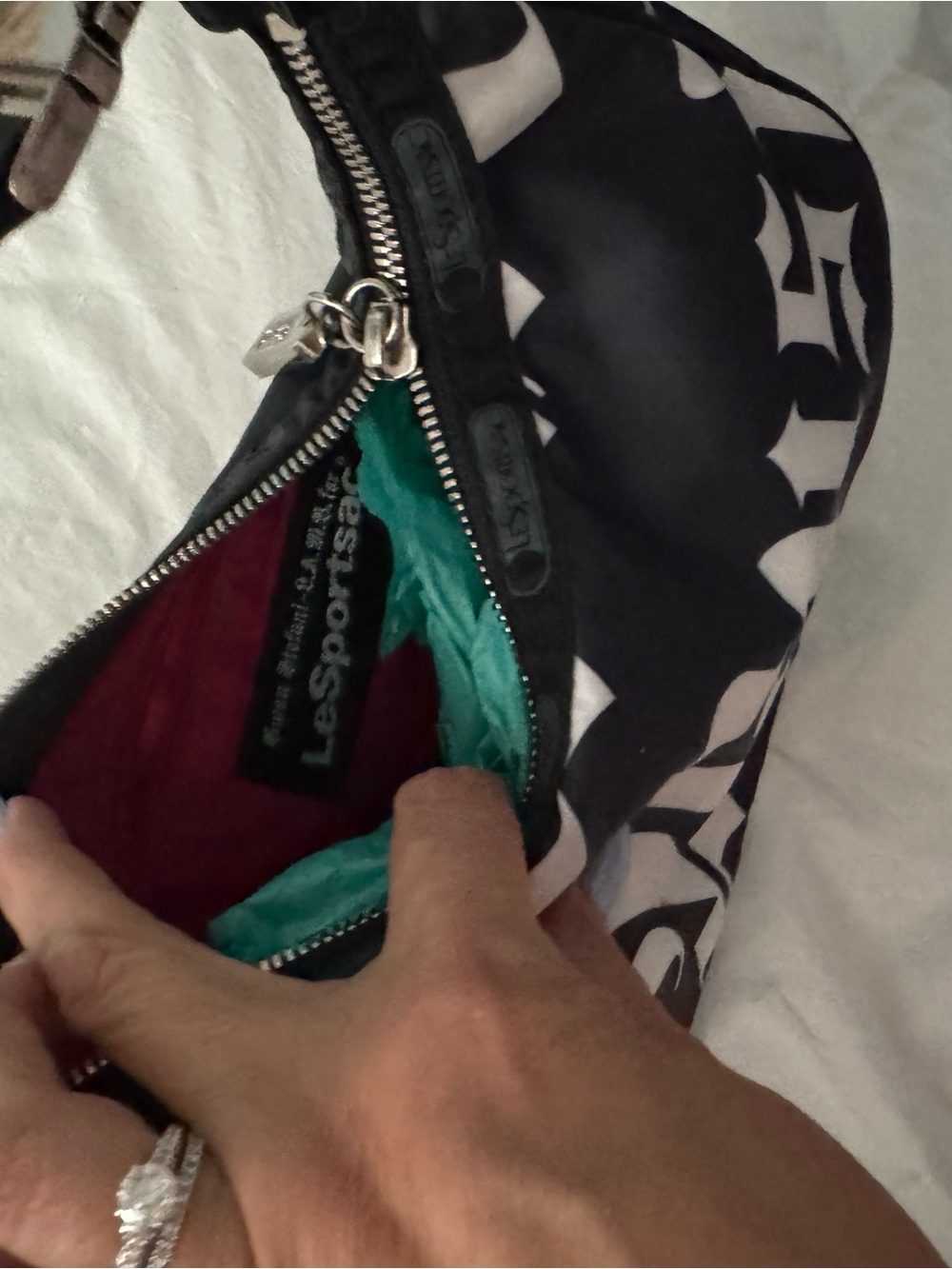 L.A.M.B. Black Mini Shoulder Bag with White Graphic Print - Picture 3 of 3